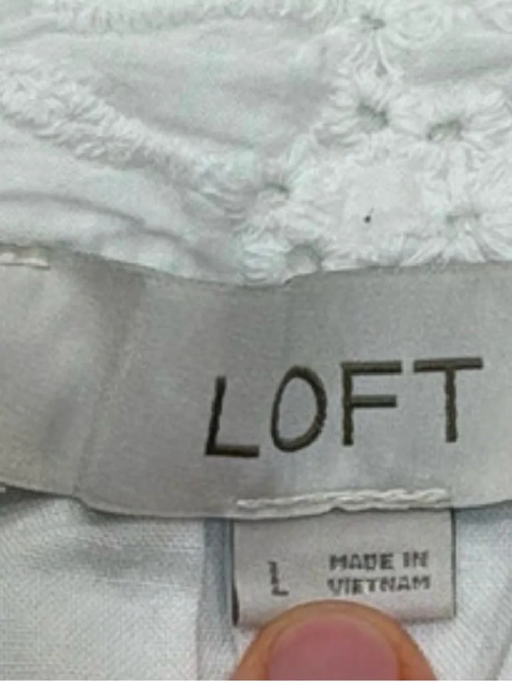 LOFT White Eyelet Square Neck Puff Sleeve Blouse Size Large Cottagecore Feminine